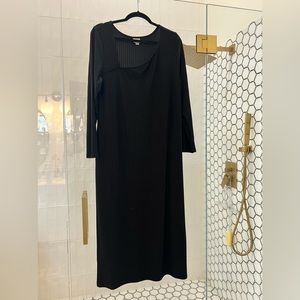 Ribbed Asymmetrical Long Sleeved Dress
